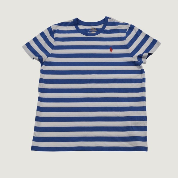 Polo Ralph Lauren Tops - Polo Ralph Lauren T Shirt Womens Blue White Striped Pony Logo M Short Sleeve